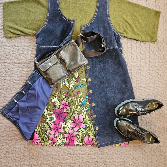 Vintage Tristan and Iseult Button Down Suede Mini Dress/Gilet - Picture 1 of 10
